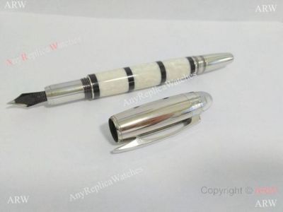 Replica Montblanc Starwalker Fountain Pen White Marble & Black Ring